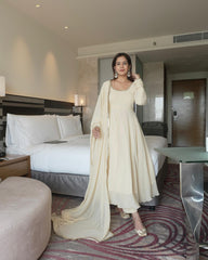 Fairy white anarkali suit