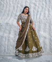 Mehendi green lehenga