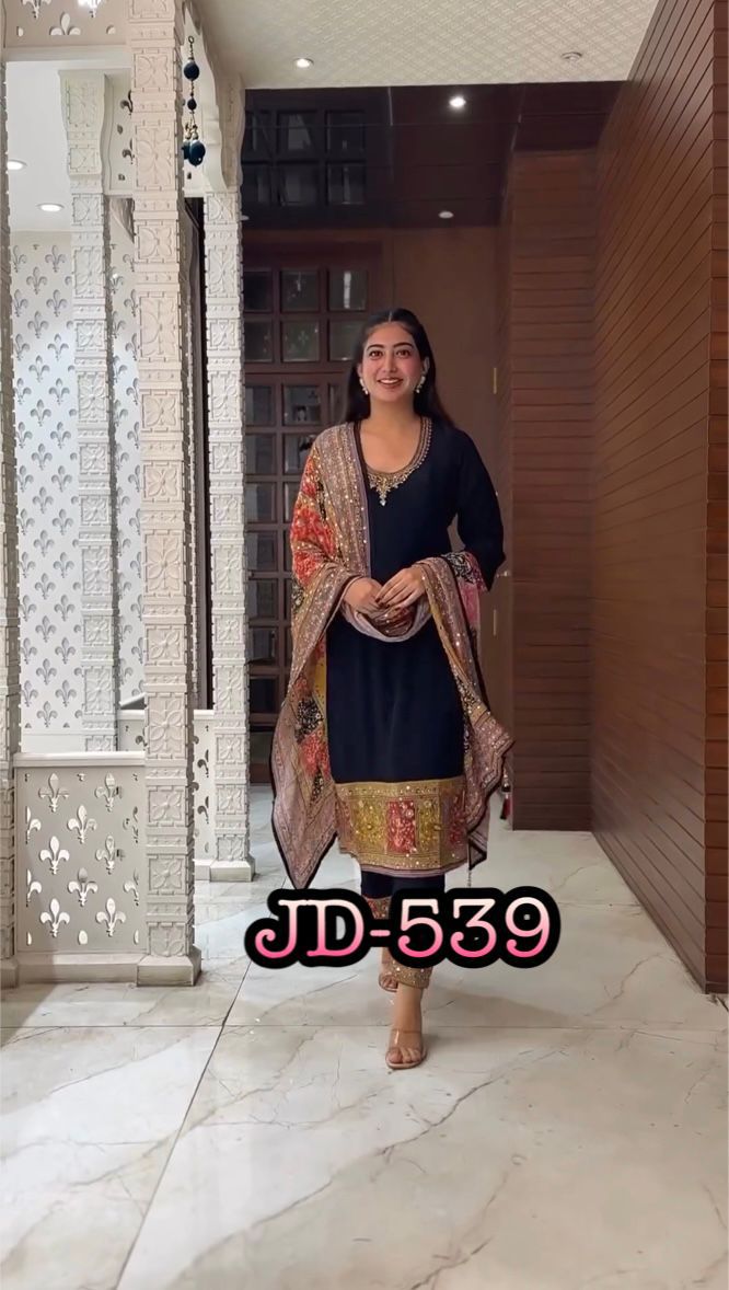 Black suit with colorful dupatta