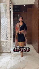 Black suit with colorful dupatta