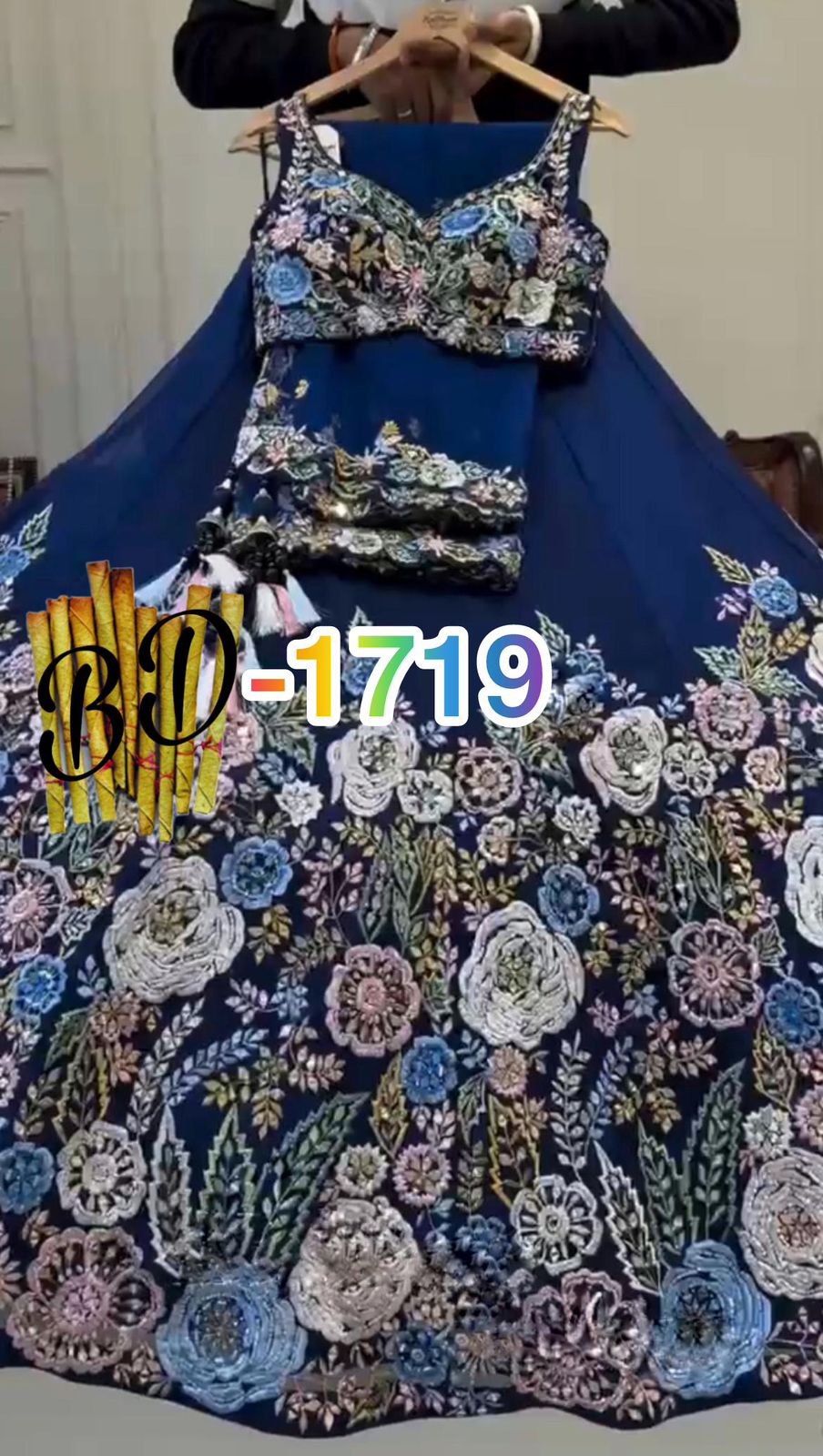 Floral blue royal lehenga