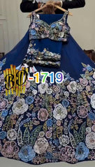 Floral blue royal lehenga