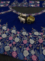 Floral blue royal lehenga