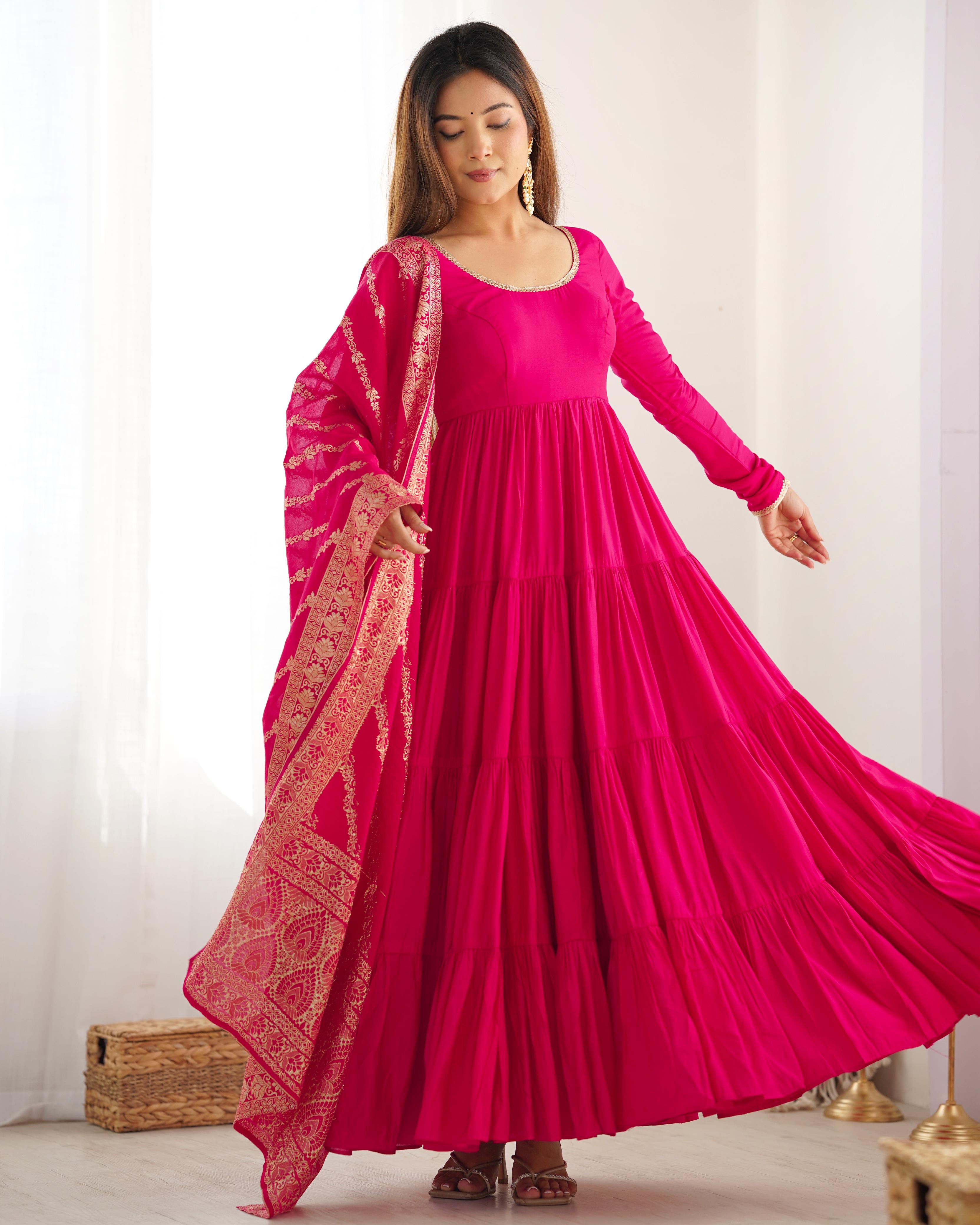 Frill anarkali suit