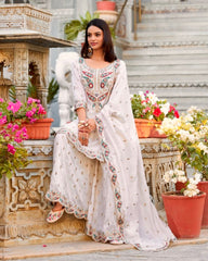 White embroidery sharara