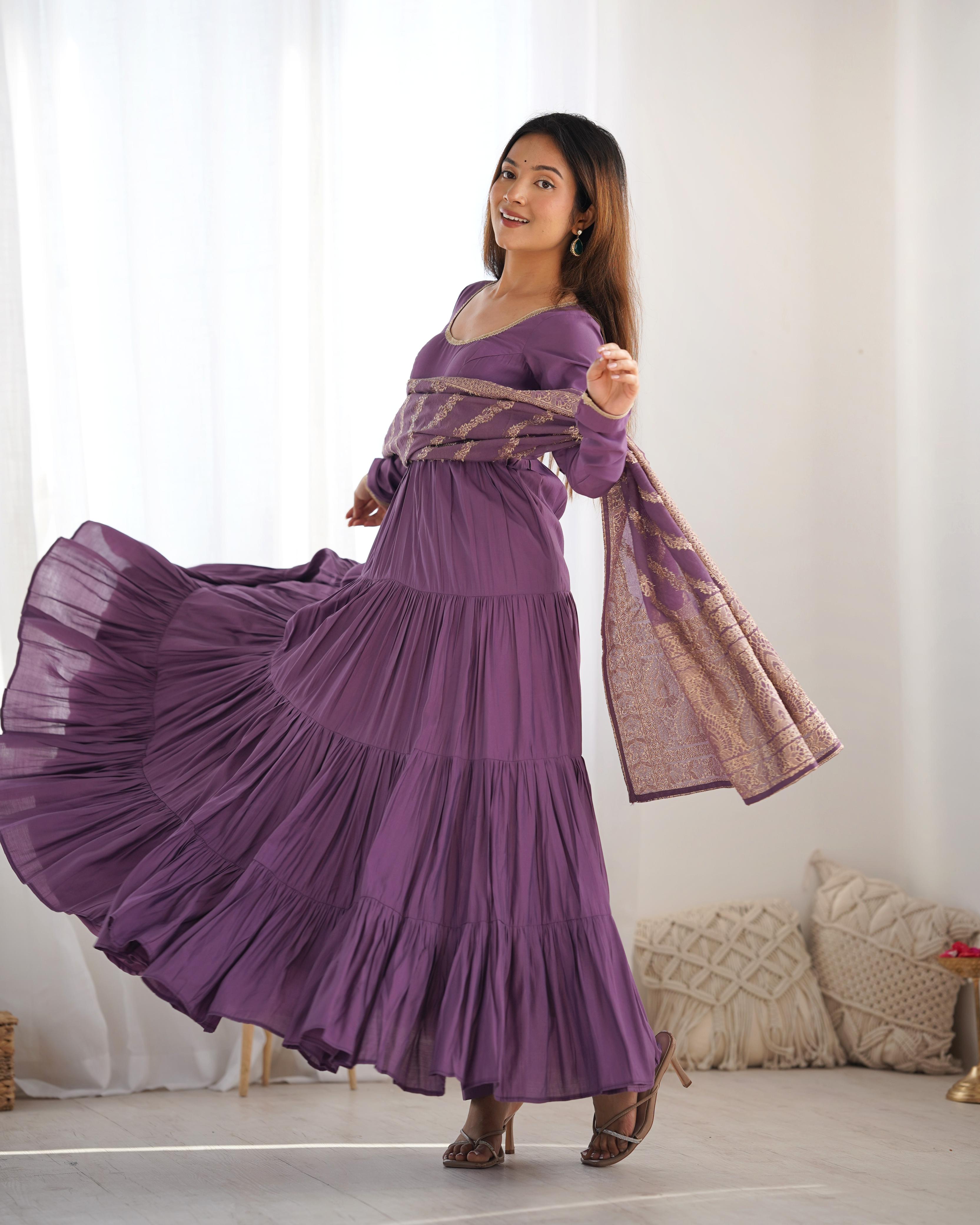 Frill anarkali suit