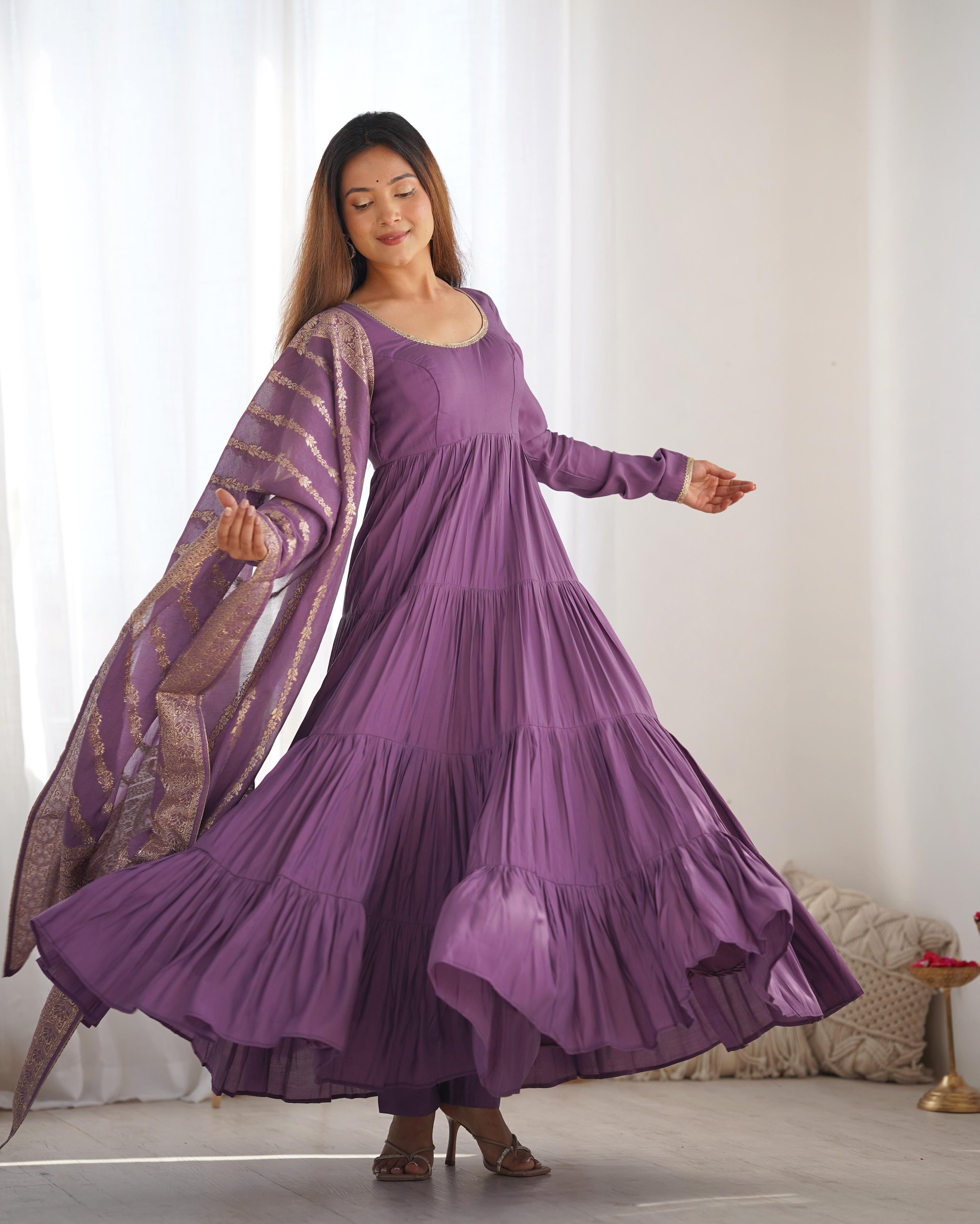 Frill anarkali suit