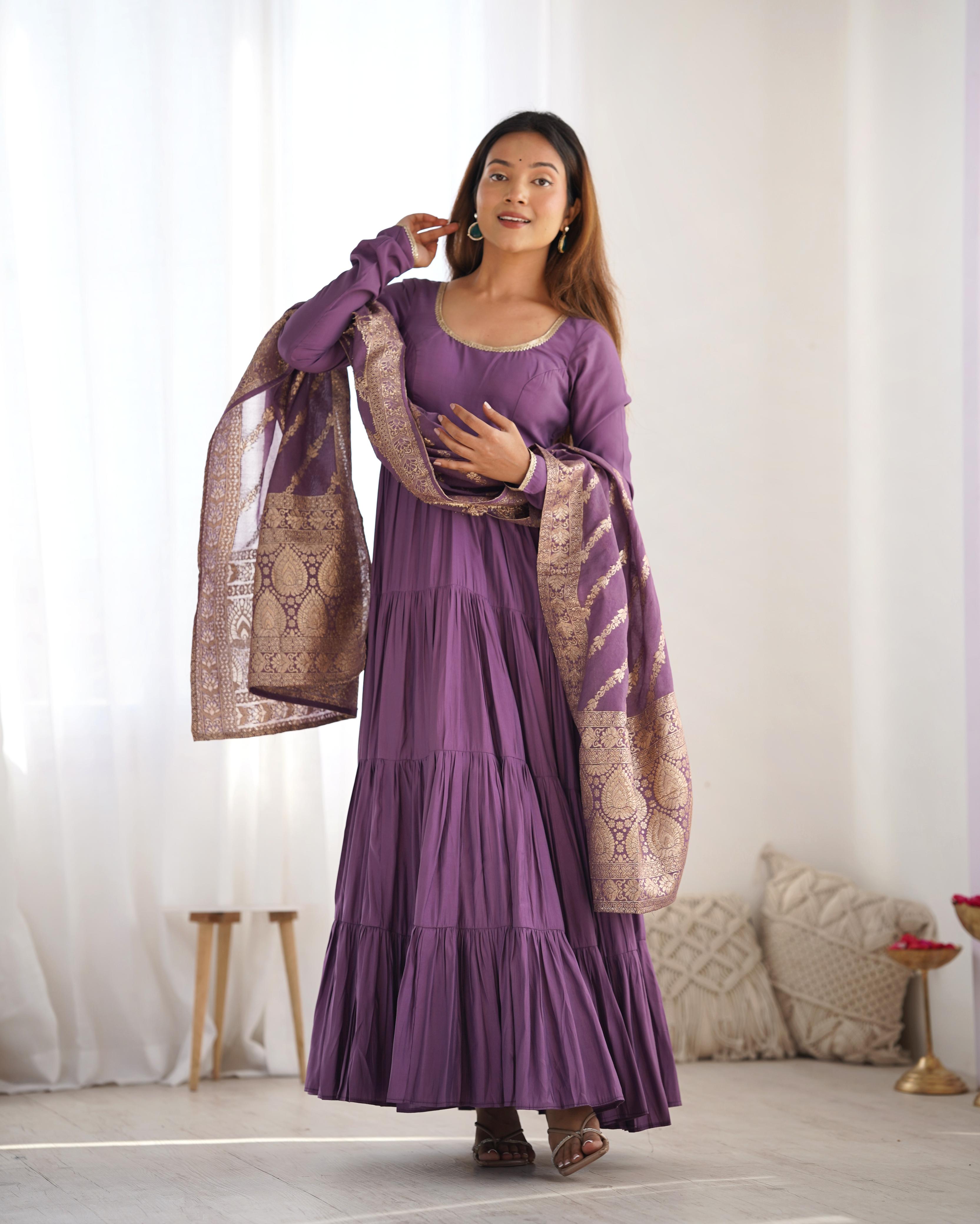 Frill anarkali suit