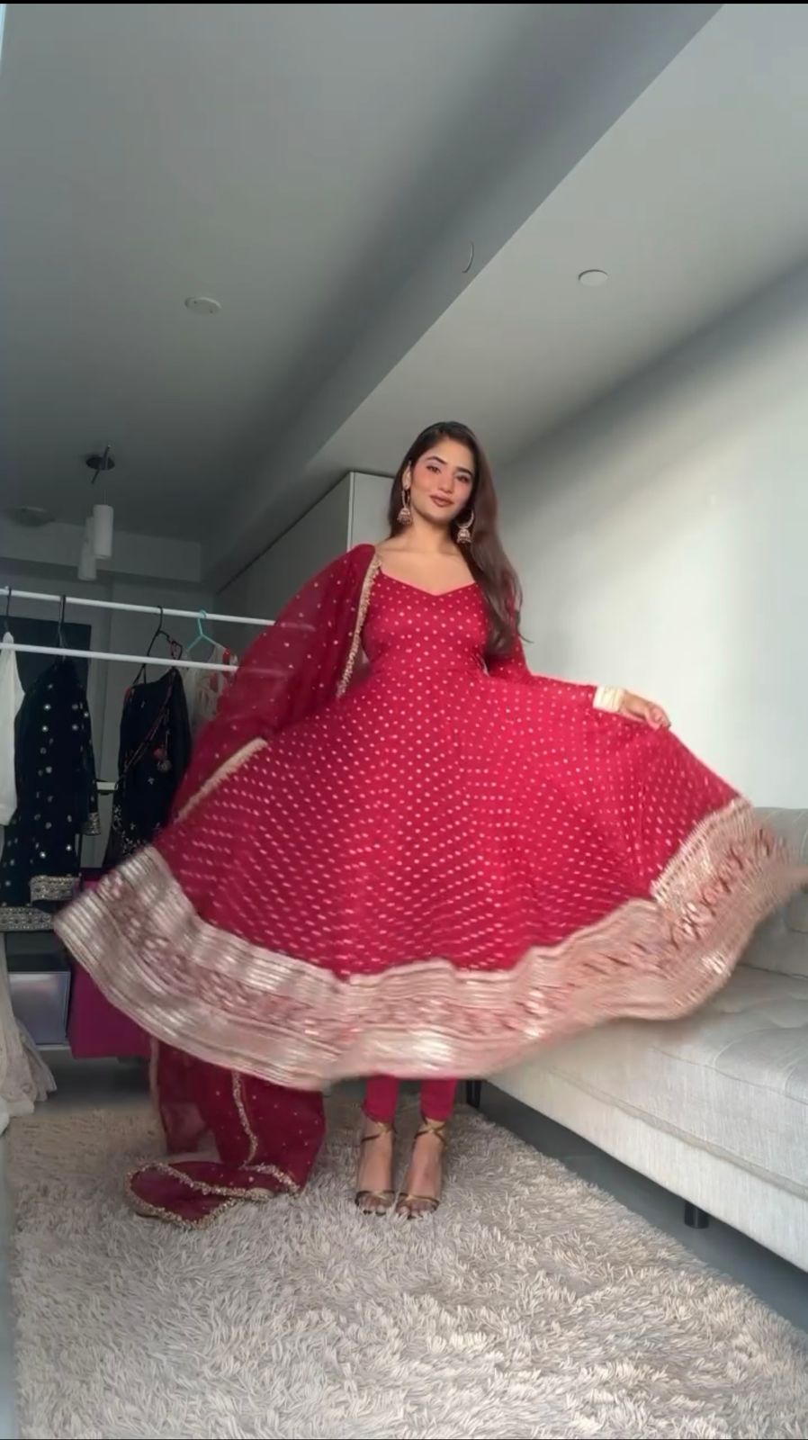 Hot magenta pink anarkali suit