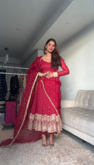 Hot magenta pink anarkali suit