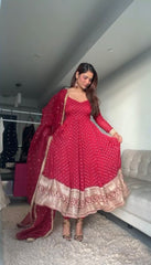 Hot magenta pink anarkali suit