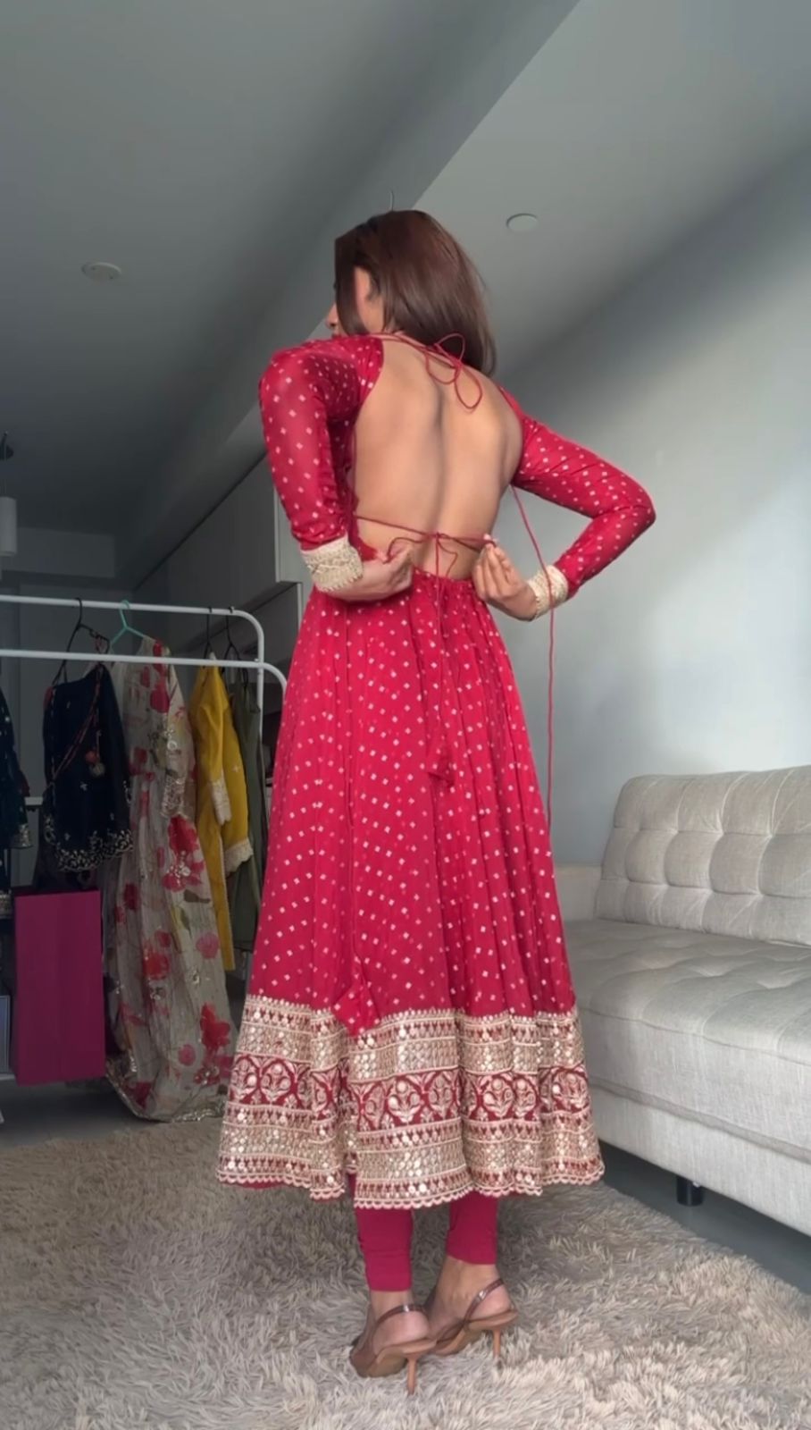Hot magenta pink anarkali suit