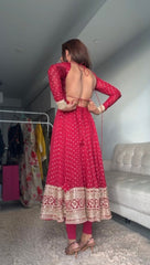 Hot magenta pink anarkali suit