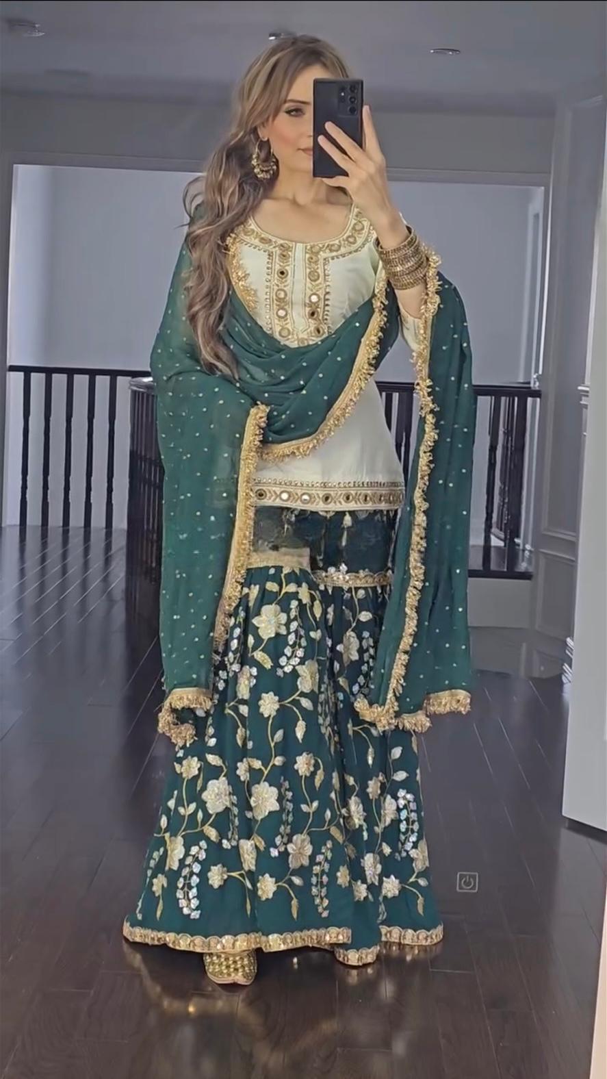 Short kurti with sharara set