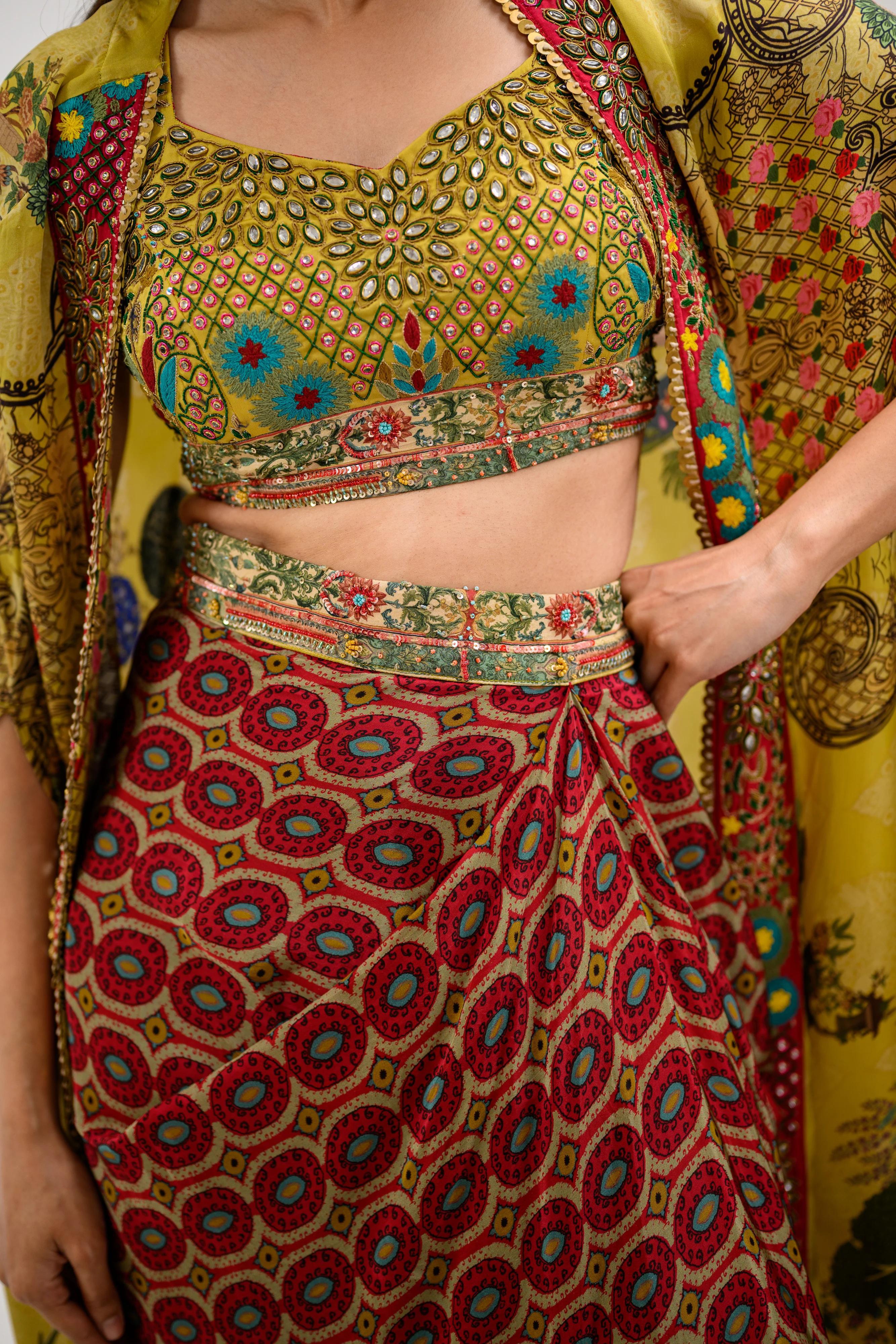 Trendy Three-Piece Western Outfit | Tube Blouse, Dhoti & Blazer for Wedding Season