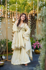Ivory luxury peplum style suit