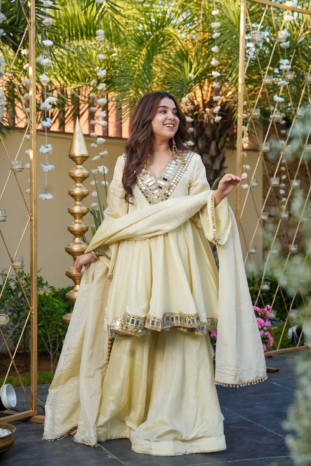 Ivory luxury peplum style suit