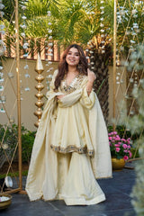 Ivory luxury peplum style suit
