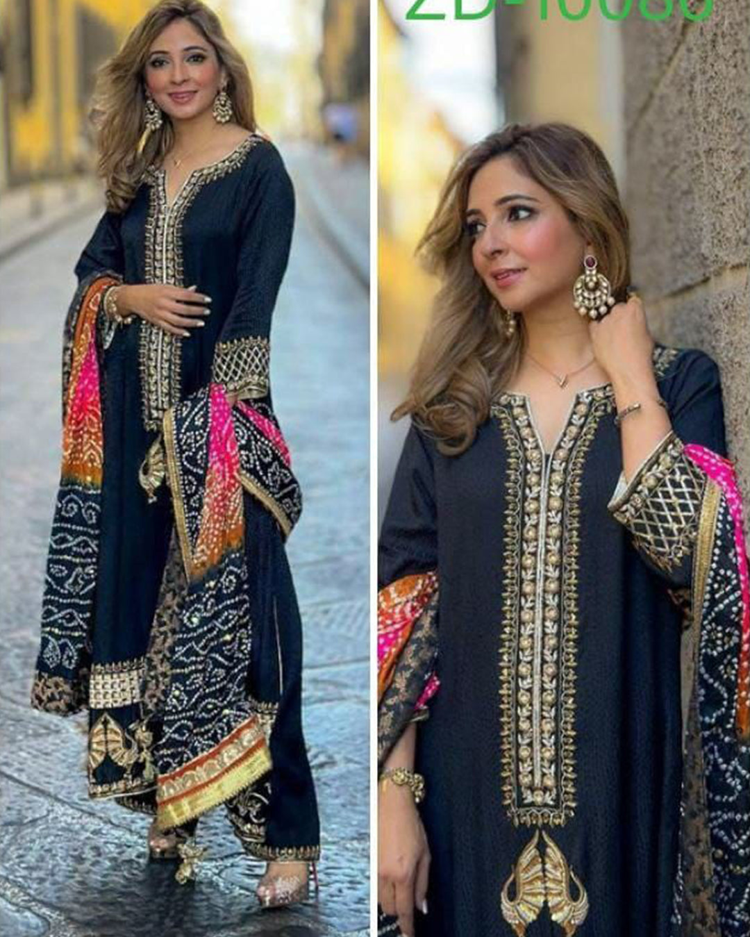 Long Black Kurta Set