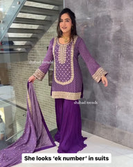 Purple Sharara Set