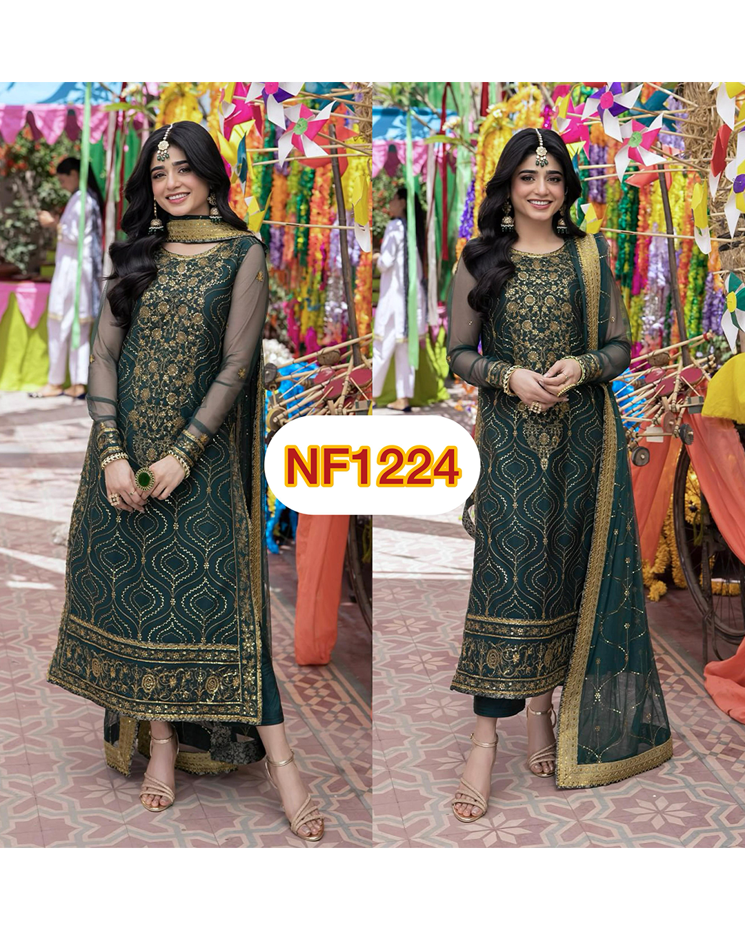 Mehendi Special Long Kurti 3 Pcs Set