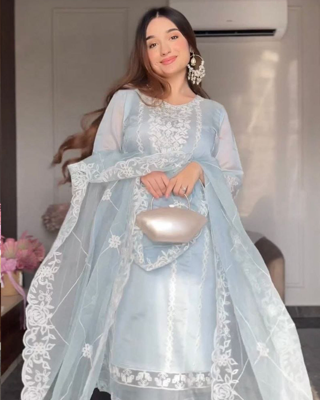 Organza Silk Embroidery Suit