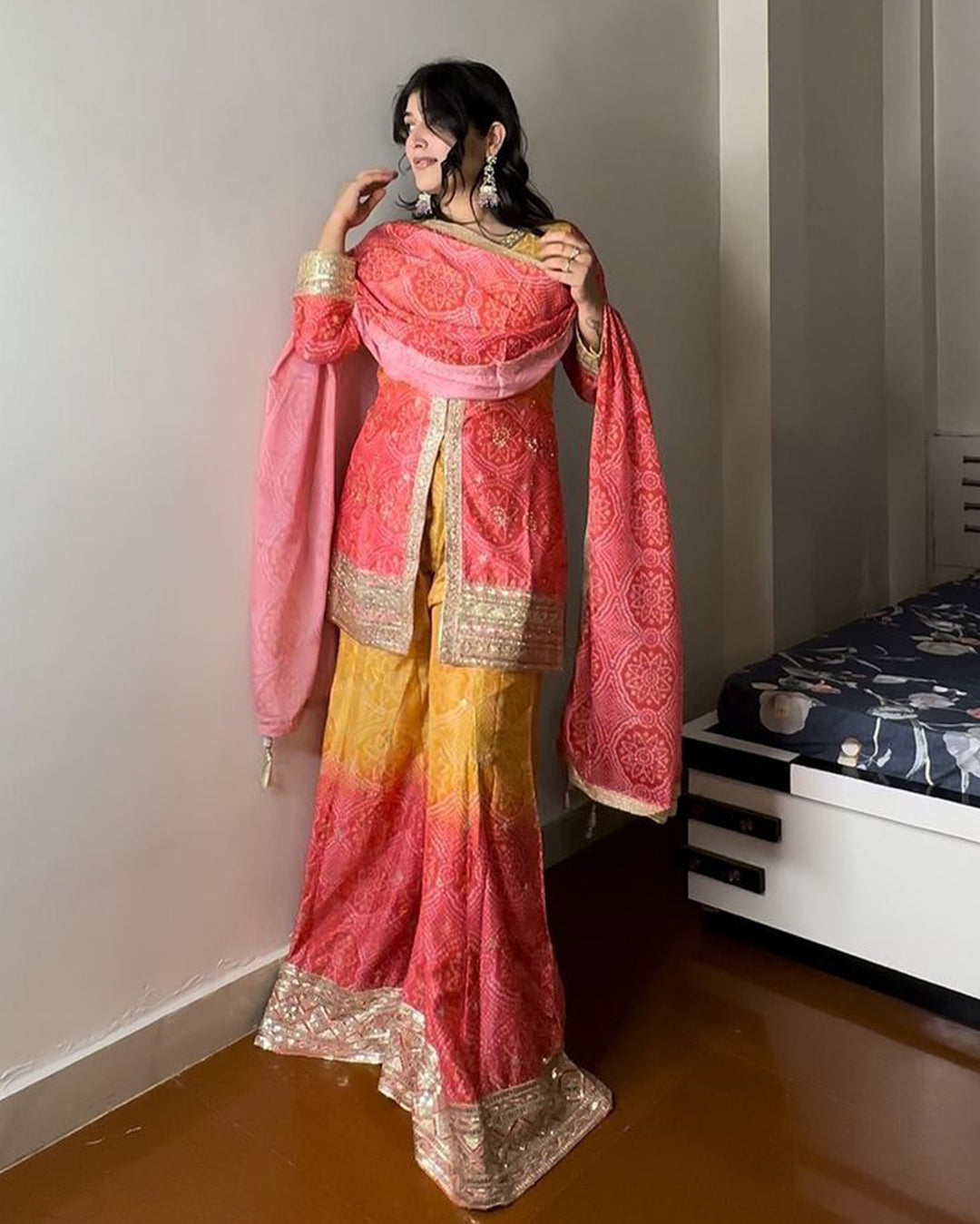 Heavy Chinon Silk sharara set