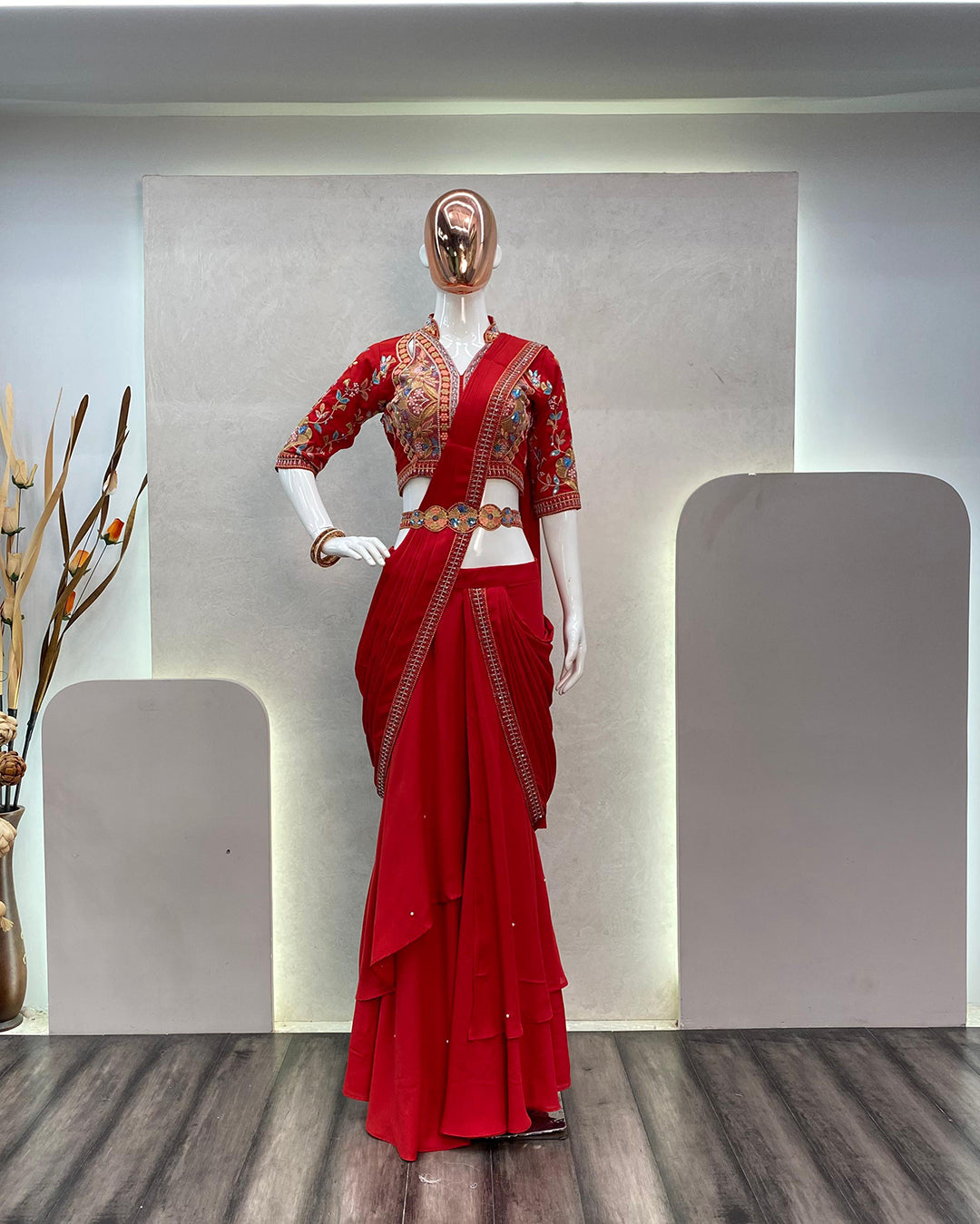 Fancy Lehenga Saree With Belt –