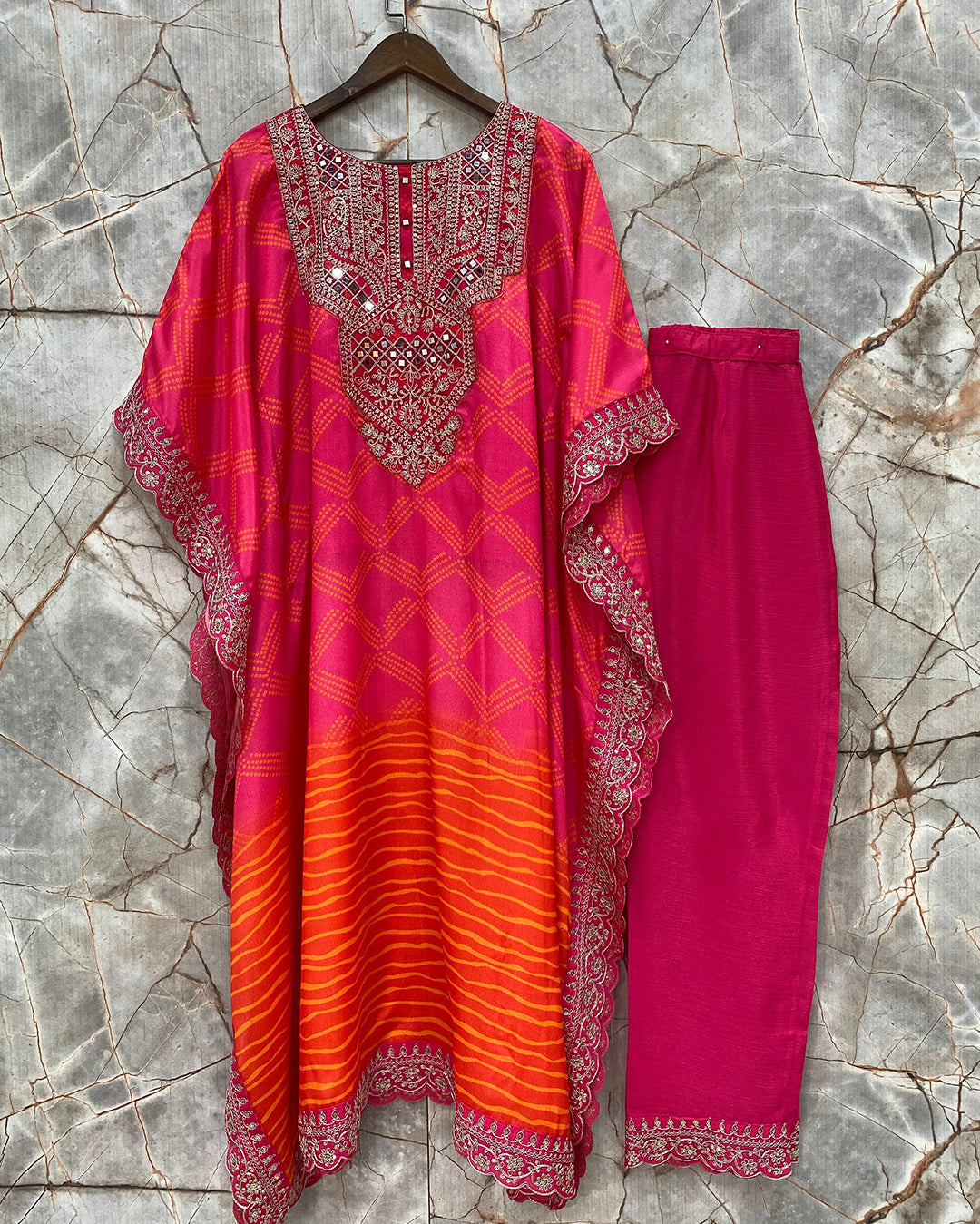 Bandhni Print Kaftan Pant Set