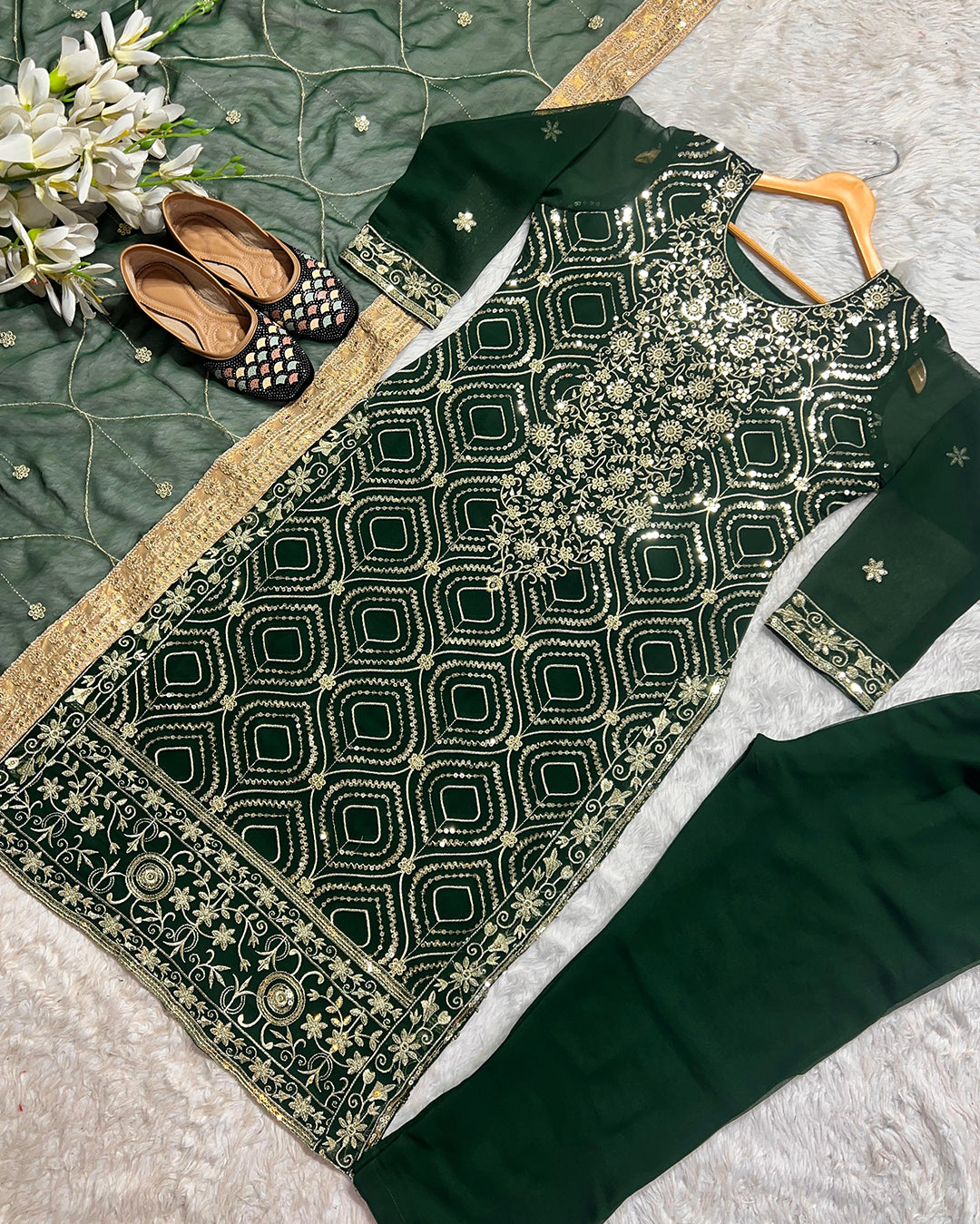 Mehendi Special Long Kurti 3 Pcs Set