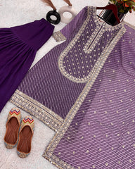 Purple Sharara Set