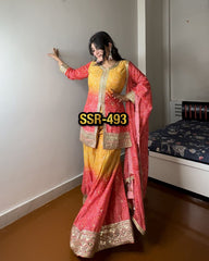 Heavy Chinon Silk sharara set