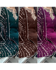 Designer Collection In Pure Chinnon With Embroidery Sequence Work