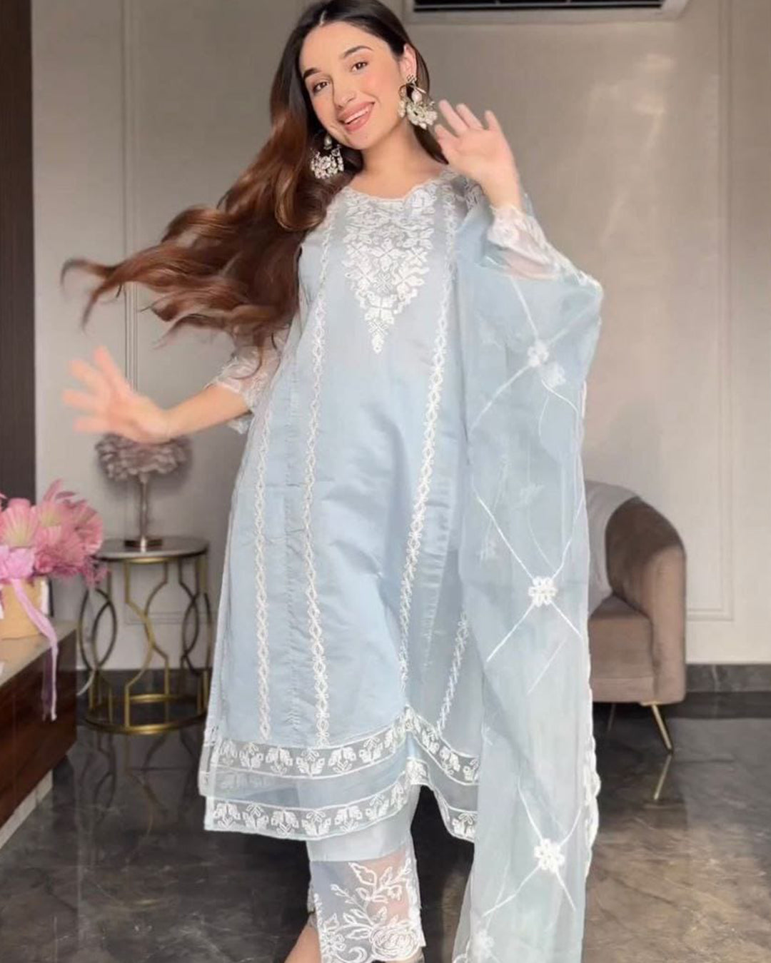 Organza Silk Embroidery Suit