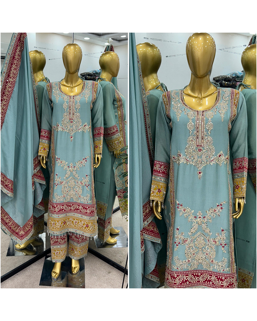 Heavy Embroidery Cording Sequence  suit